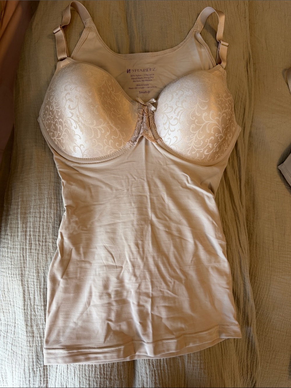 Shapeez Beige Built-In Bra Shaping Camisole small-D